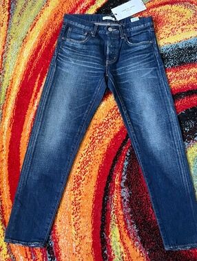 MOUSSY Made in Japan Dark Blue Stretch Jeans Size 25 NWT Raw Hem Womens Denim